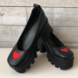 Heart embellished chunky platform shoes